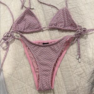 Pink Chevron Bikini Set